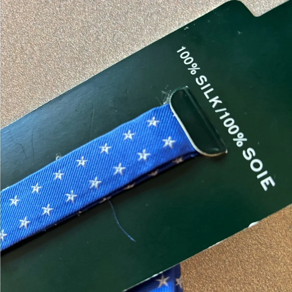 Lauren Ralph Lauren Blue Silk Bow Tie with Silver Stars